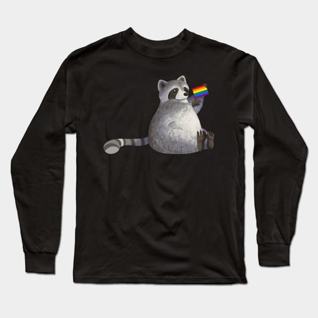 Gay Pride Raccoon Long Sleeve T-Shirt by celestialuka